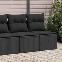 2-delige Loungeset met kussens poly rattan acacia zwart - thumbnail