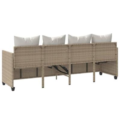 Ligbed met kussenspoly rattan beige