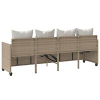 Ligbed met kussenspoly rattan beige - thumbnail