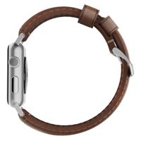 Nomad Traditional leather band brown / silver hardware (45-49mm) - Rustic Brown - thumbnail
