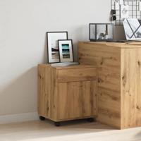 Rolkast 45x38x54 cm bewerkt hout artisanaal eikenkleur - thumbnail