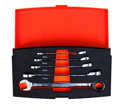 Bahco 1RM/S5 Steek-ringratelsleutelset 5-delig Sleutelbreedte (metrisch) 8 - 19 mm