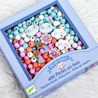 Houten kralen - Vogels - DJECO blauw - thumbnail