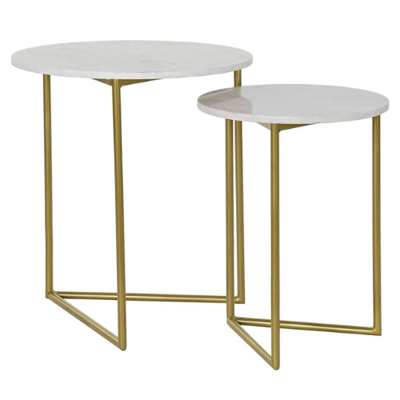 Bijzettafels marmer - bijzettafels Malee - bijzettafels goud & wit