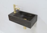 Lambini Designs Recto links natuursteen fonteinset met gouden kraan en toebehoren - thumbnail