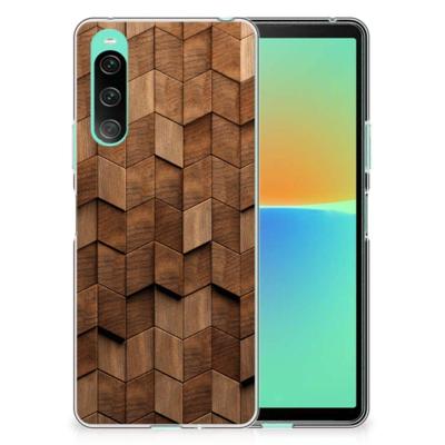 Bumper Hoesje voor Sony Xperia 10 V Wooden Cubes Bumper Hoesje voor Sony Xperia 10 V Wooden Cubes