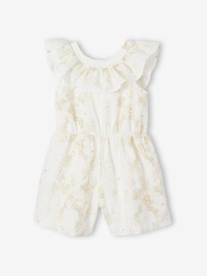 Jurk met borduursel en bloemen wit