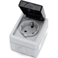 Buitenstopcontact - Wandcontactdoos - Aigi Zonty - Opbouw - Enkel Stopcontact - Randaarde - Waterdicht IP54 - Grijs - thumbnail