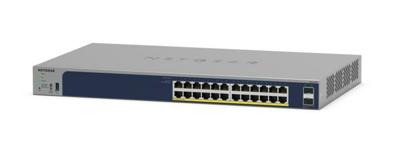 NETGEAR (GS724TPPV3) 26-poorts Gigabit PoE Web Managed Smart Switch – Cloud Managed, 24 380 W PoE-poorten, 2 SFP-poorten 1 Gigabit, desktop of rack en beperkte levenslange bescherming