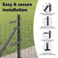 VidaXL Hek met paal grijs 0,8 x 10 m staal en pvc - thumbnail