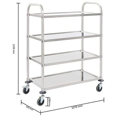 Keukentrolley 4-laags 107x55x125 cm roestvrij staal