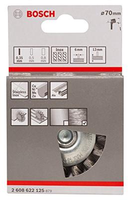 Bosch Accessories Schijfborstel, 70 mm, 0,35 mm, 14 mm, 4500 omw/min Schacht-Ø 6 mm 2608622125 1 stuk(s)