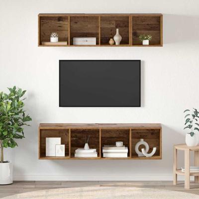 TV-kast set 3 pcs Oud hout Bewerkt hout