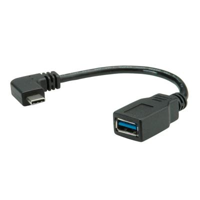 ROLINE USB 3.2 Gen 1 kabel Type C - Type A, Male/Female, OTG , zwart, 0,15 m