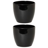 Floran Bloempot - zwart - glanzend - keramiek - 17 x 15 cm - Plantenpotten - thumbnail