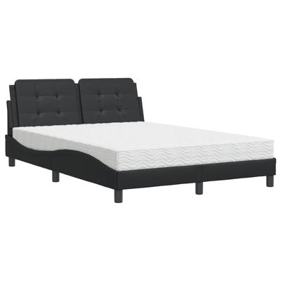 Bed met matras kunstleer zwart 140x200 cm - thumbnail