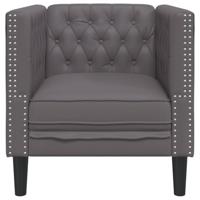 Fauteuil Chesterfield-stijl kunstleer grijs - thumbnail