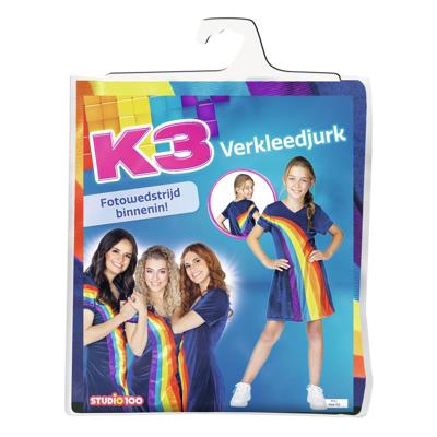 Studio 100 K3 verkleedjurk regenboog blauw, 9-11 jaar