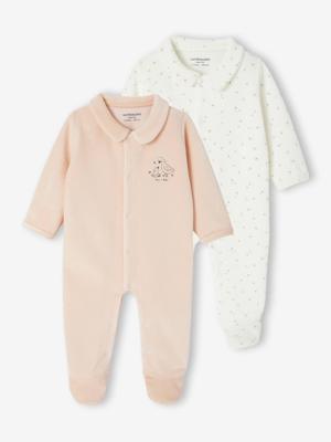 2-delige babyset in fluweel/velours rozen