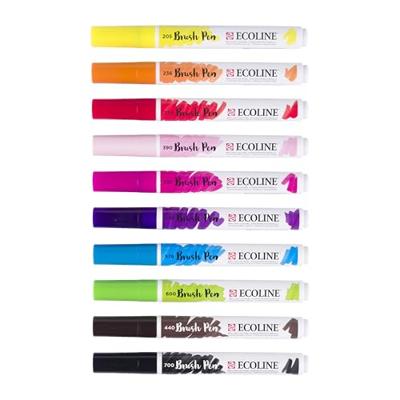 Bruynzeel Ecoline brush pen set helder, 10 kleuren