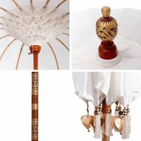 Parasol Crme x 250 cm Katoen en massief hout - thumbnail