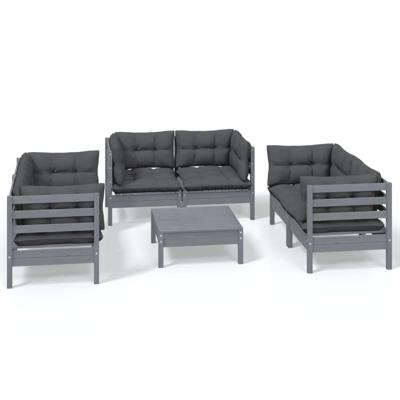 7-delige Loungeset met kussens massief grenenhout - thumbnail