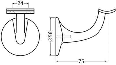 Hermeta 3501-70 leuninghouder holzadel tapgat zwart