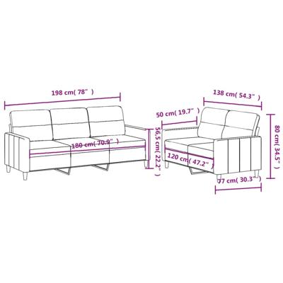 2-delige Loungeset met kussens stof bruin