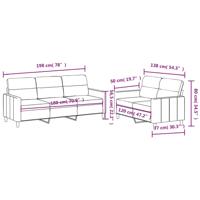 3-delige Loungeset met kussens stof bruin - thumbnail