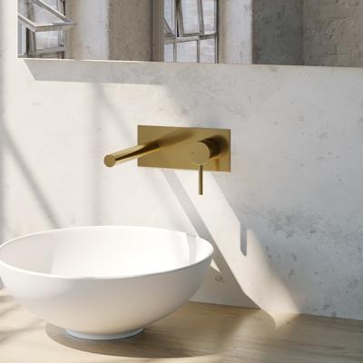 Brauer Gold Edition Inbouw Wastafelmengkraan met Rechte Uitloop en Afdekplaat Model A1 Goud Geborsteld PVD