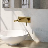 Wastafelmengkraan Inbouw Brauer Gold Edition Coldstart met Afdekplaat Rechte Uitloop Geborsteld Goud PVD - thumbnail