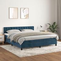 Boxspring met matras fluweel donkerblauw 160x200 cm - thumbnail