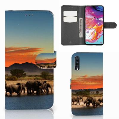 Samsung Galaxy A70 | Telefoonhoesje | Met pasjeshouder | Olifanten