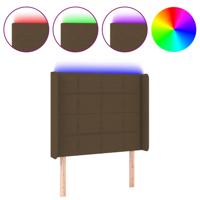 Hoofdbord LED 103x16x118/128 cm stof donkerbruin - thumbnail