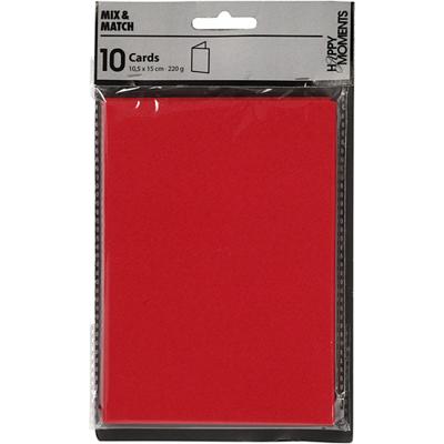 Creativ Company Kaarten, afmeting kaart 10,5x15 cm, 220 gr, rood, 10 stuk/ 1 doos - thumbnail