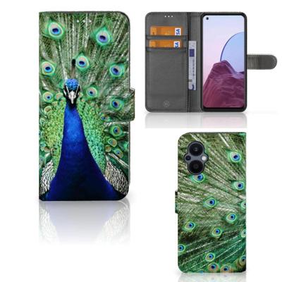 OPPO Reno 8 Lite | OnePlus Nord N20 | Telefoonhoesje | Met pasjeshouder | Pauw