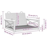 Schommelbank 63x62x40 cm poly rattan zwart - thumbnail