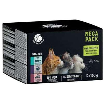 PETREPUBLIC Mega Pack Steril Tuna, turkey, beef - nat kattenvoer - 12x100g