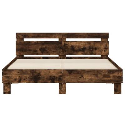 Bedframe met hoofdeinde en LED gerookt eikenkleurig 140x190 cm