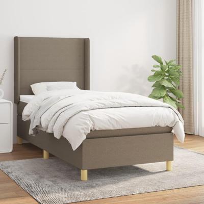 Boxspring met matras stof taupe 90x190 cm