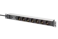 Digitus DN-95441 19 inch 19inch-patchkast 1 HE Geaarde contactdoos Incl. 2 metalen houders, Overspanningsbescherming Zilver, Zwart - thumbnail