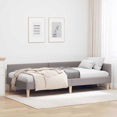 Hoek Bed Frame Taupe 80 x 200 cm Stof en Geengineerd Hout Hoek Bed Frame Taupe 80 x 200 cm Stof en Geengineerd Hout