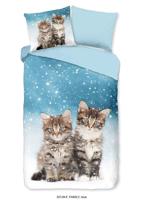 Flanellen Dekbedovertrek Blue Cats - thumbnail
