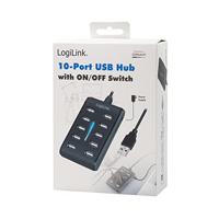 LogiLink UA0125 USB 2.0-hub 10 poorten Zwart - thumbnail