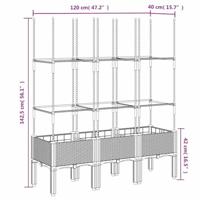 VidaXL Plantenbak met latwerk 120x40x142,5 cm polypropeen blauwgrijs - thumbnail
