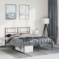 Bedframe met hoofd- en voeteneinde metaal zwart 150x200 cm - thumbnail
