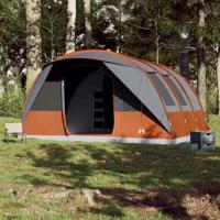 Tunneltent 7-persoons waterdicht grijs en oranje - thumbnail