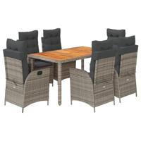 7-delige Tuinset met kussens poly rattan grijs - thumbnail