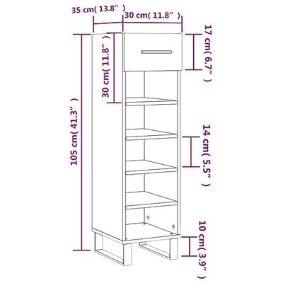 VidaXL Schoenenkast 30x35x105 cm bewerkt hout betongrijs VidaXL Schoenenkast 30x35x105 cm bewerkt hout betongrijs