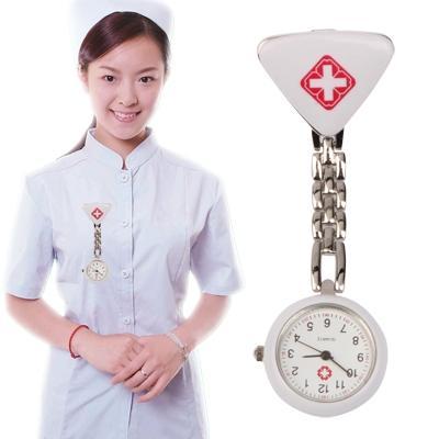 Draagbare legering verpleegkundige ronde Quartz horloge horloge met Pin(Silver)